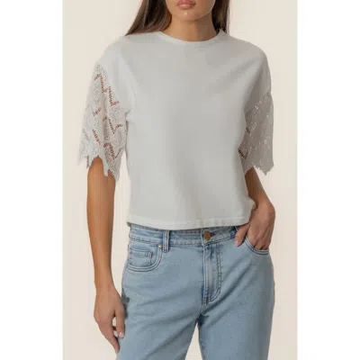 Kut From The Kloth Coco Lace Sleeve Top In Gray