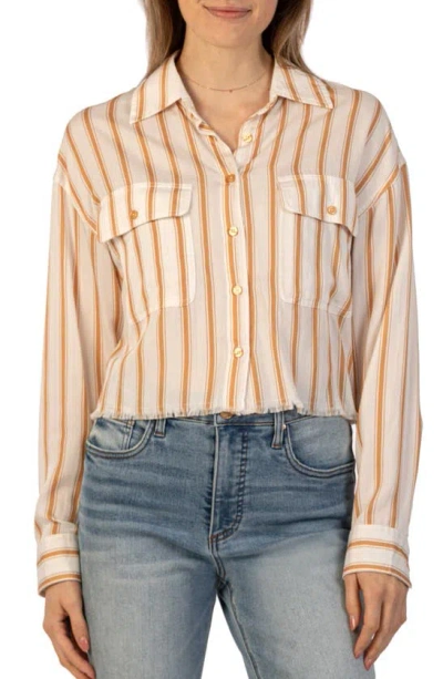 Kut From The Kloth Colette Button-up Shirt In White/ Gold