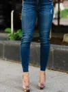 Kut From The Kloth Connie High Rise Ankle Skinny Jean In Dark Stone Base/ Olive Stripe In Multi