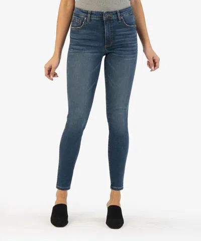 Kut From The Kloth Connie High Rise Fab Ab Ankle Skinny In Faded Dark Wash In Multi