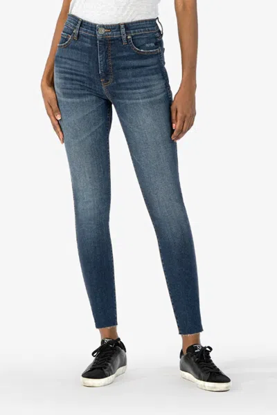 Kut From The Kloth Mia Fab Ab Exposed Button Ankle Skinny Jeans In Studious With Medium