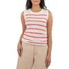 Kut From The Kloth Contessa Stripe Sleeveless Sweater In Ivory/coral