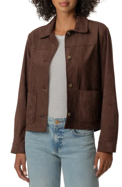 Kut From The Kloth Dakota Faux Suede Button Front Jacket In Brown