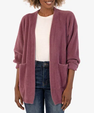 Kut From The Kloth Dana Longline Open Front Cardigan In Mauve In Red