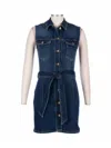 Shop Kut From The Kloth Della Sleeveless Dress W/ Belt Tie In Dark Wash