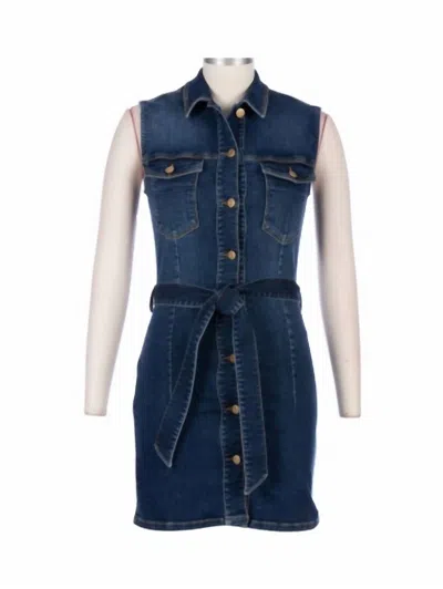 Kut From The Kloth Della Sleeveless Dress W/ Belt Tie In Dark Wash