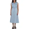 Kut From The Kloth Dorothy Sleeveless Chambray Midi Shirtdress In Blue