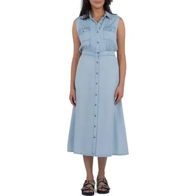 Kut From The Kloth Dorothy Sleeveless Chambray Midi Shirtdress In Brown