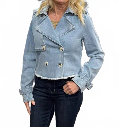 Kut From The Kloth Double Breast Denim Jacket In Light Blue Wash