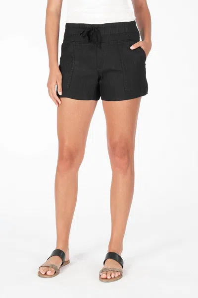 Kut From The Kloth Drawcord Linen Shorts In Black