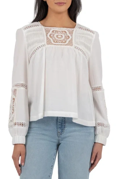 Kut From The Kloth Dua Pleated Lace Inset Top In White