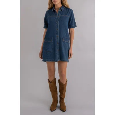 Kut From The Kloth Eliza Denim Mini Shirtdress In Blue