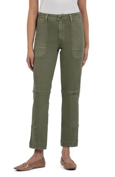 Kut From The Kloth Elizabeth Ankle Straight Leg Utility Pants In Olive
