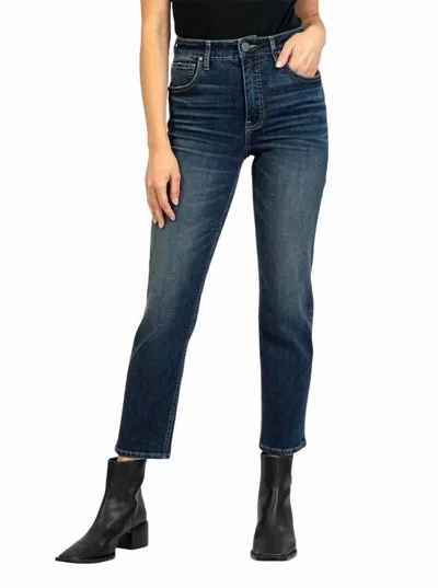 Kut From The Kloth Elizabeth High Rise Straight Leg Jean In Resounding Dark Wash In Blue