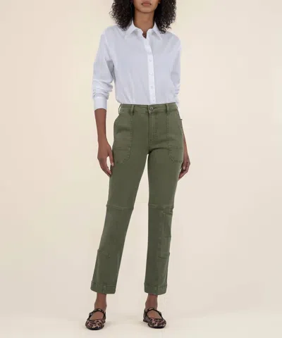 Kut From The Kloth Elizabeth Straight Jean In Olive In Green