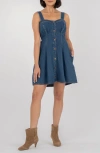 Kut From The Kloth Emiko Sweetheart Neck Denim Minidress In Blue