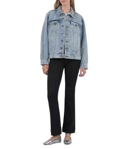 Kut From The Kloth Emmy Boyfriend Denim Jacket In Defendent With Medium Base Wash In Blue