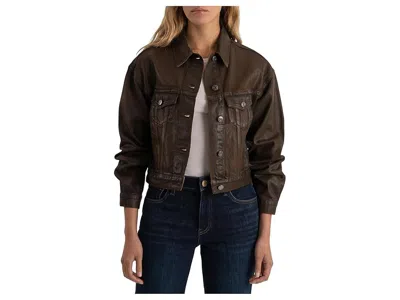 Kut From The Kloth Emrie - Coated Long Sleeve Denim Jacket In Brown