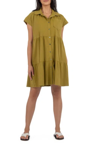 Kut From The Kloth Estrella Drop Shoulder Tiered Shirtdress In Green