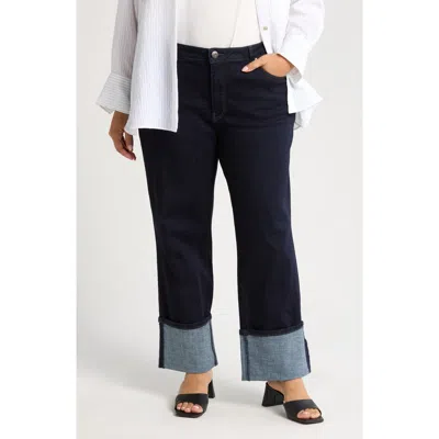 Kut From The Kloth Fab Ab Cuffed High Waist Wide Leg Jeans In Distinguished