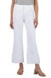 Kut From The Kloth Fab Ab High Cuffed Wide Leg Jeans In Optic White