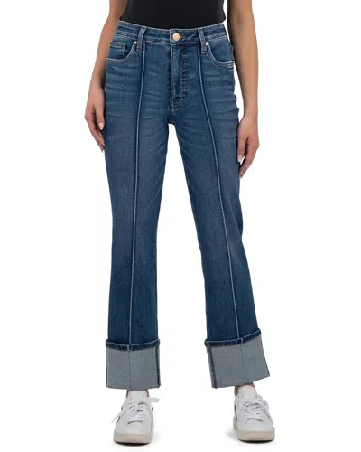 Kut From The Kloth Fay High Rise Cuff Straight Leg Jeans In Attentive In Multi