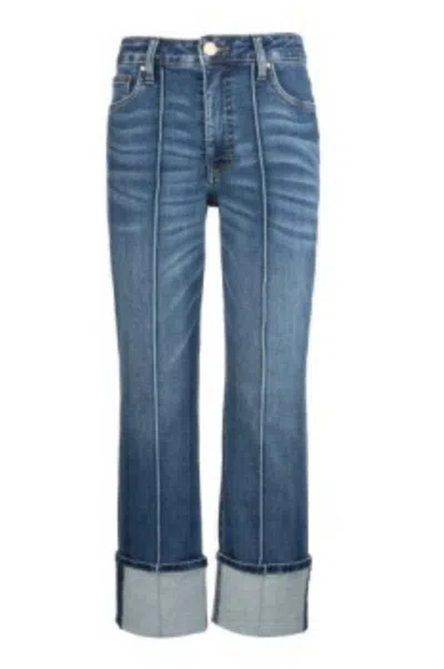 Kut From The Kloth Fay High Rise Fab Ab Roll Up Straight Jean In Attentive In Multi