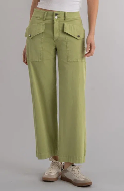 Kut From The Kloth Flap Pocket High Waist Ankle Wide Leg Pants In Green