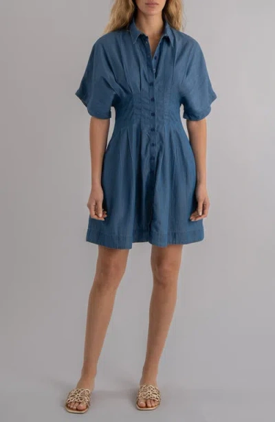 Kut From The Kloth Francesca Dolman Sleeve Button-up Shirtdress In Blue