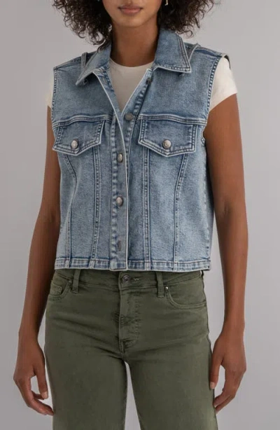 Kut From The Kloth Frankie Crop Denim Vest In Blue