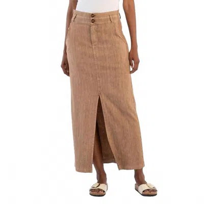 Kut From The Kloth Frieda Front Slit Skirt In Wood In Brown