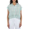 Kut From The Kloth Gaia Plaid Button-up Blouson Shirt In Blue