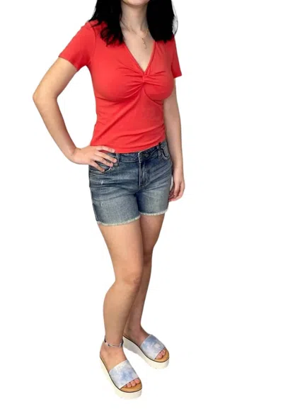 Kut From The Kloth Gidget Fray Shorts In Medium Wash In Multi