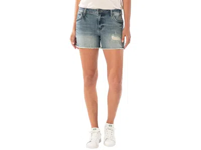 Kut From The Kloth Gidget High-rise Fray Jean Shorts In Blue