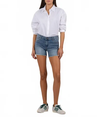 Kut From The Kloth Gidget Mid Rise Fray Short In Bringing With Medium Base Wash In Multi