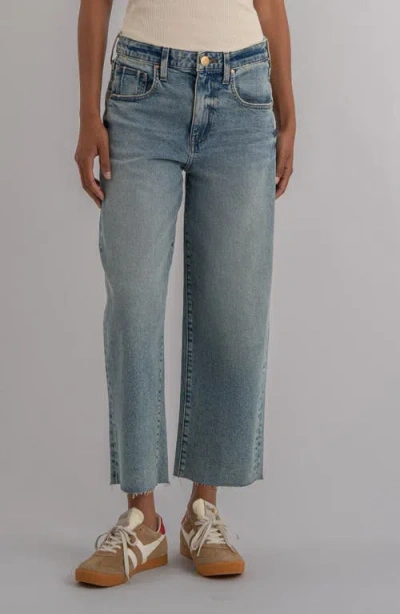 Kut From The Kloth Gwen Raw Hem High Waist Crop Wide Leg Jeans In Blue
