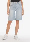 Kut From The Kloth Hailey Raw Hem High Waist Denim Bermuda Shorts In Multi