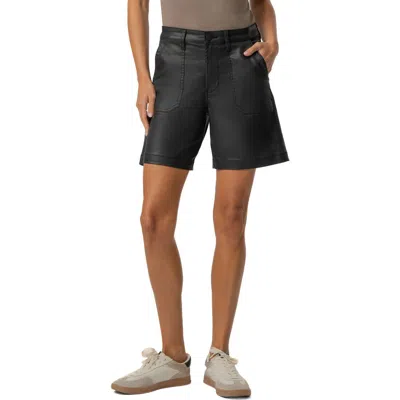 Kut From The Kloth Hailey High Waist Coated Denim Bermuda Shorts In Black