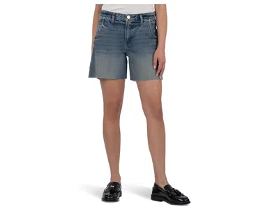 Kut From The Kloth Hailey High-rise Bermuda-basic Raw Hem In Blue