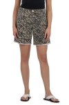 Kut From The Kloth Hailey Leopard Print Frayed Mid Thigh Denim Shorts
