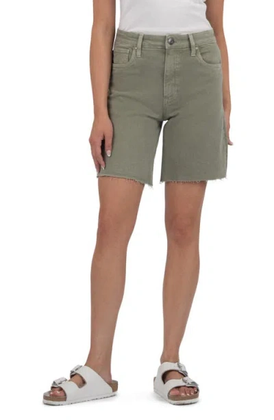 Kut From The Kloth Hailey Raw Hem Denim Bermuda Shorts In Green