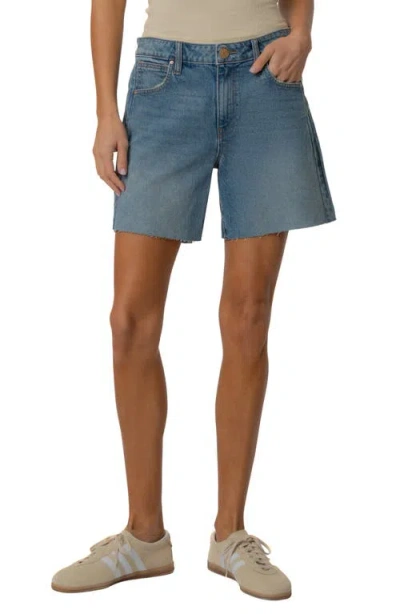 Kut From The Kloth Hailey Raw Hem High Waist Denim Bermuda Shorts In Blue