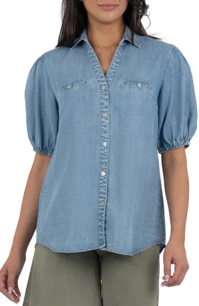 Kut From The Kloth Harriet Puff Sleeve Denim Shirt