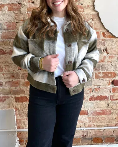 Kut From The Kloth Harvest Crop Jacket In Green/white