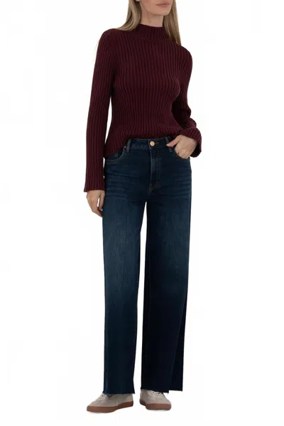 Kut From The Kloth Hera Turtle Neck Sweater In Raisin In Red