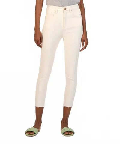 Kut From The Kloth High Rise Connie Fab Ab Crop In Ecru