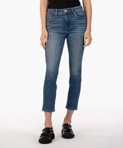 Kut From The Kloth High Rise Crop Straight Jeans In Cetherine In Blue