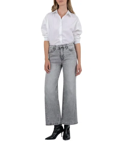 Kut From The Kloth High Rise Meg Fab Ab Wide Leg In Grey Base Wash In Multi