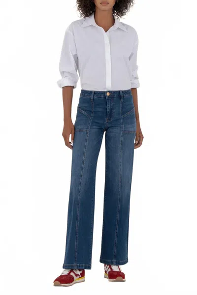 Kut From The Kloth High Rise Wide Leg Jean In Align W/ Dark Base In Blue