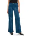 Kut From The Kloth Velvet High Rise Wide Flare Pant In Teal In Blue